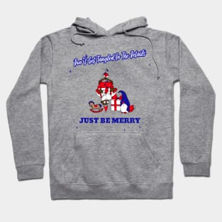 “Don’t Get Tangled In The Details— Just Be Merry” Upside Down Black Santa With Facepalming Hoodie